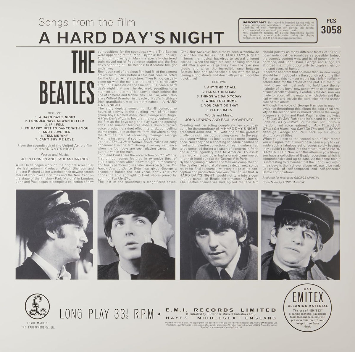 A Hard Day Night The Beatles Vinyl LP Classic Album Original Soundtrack Collectible Music
