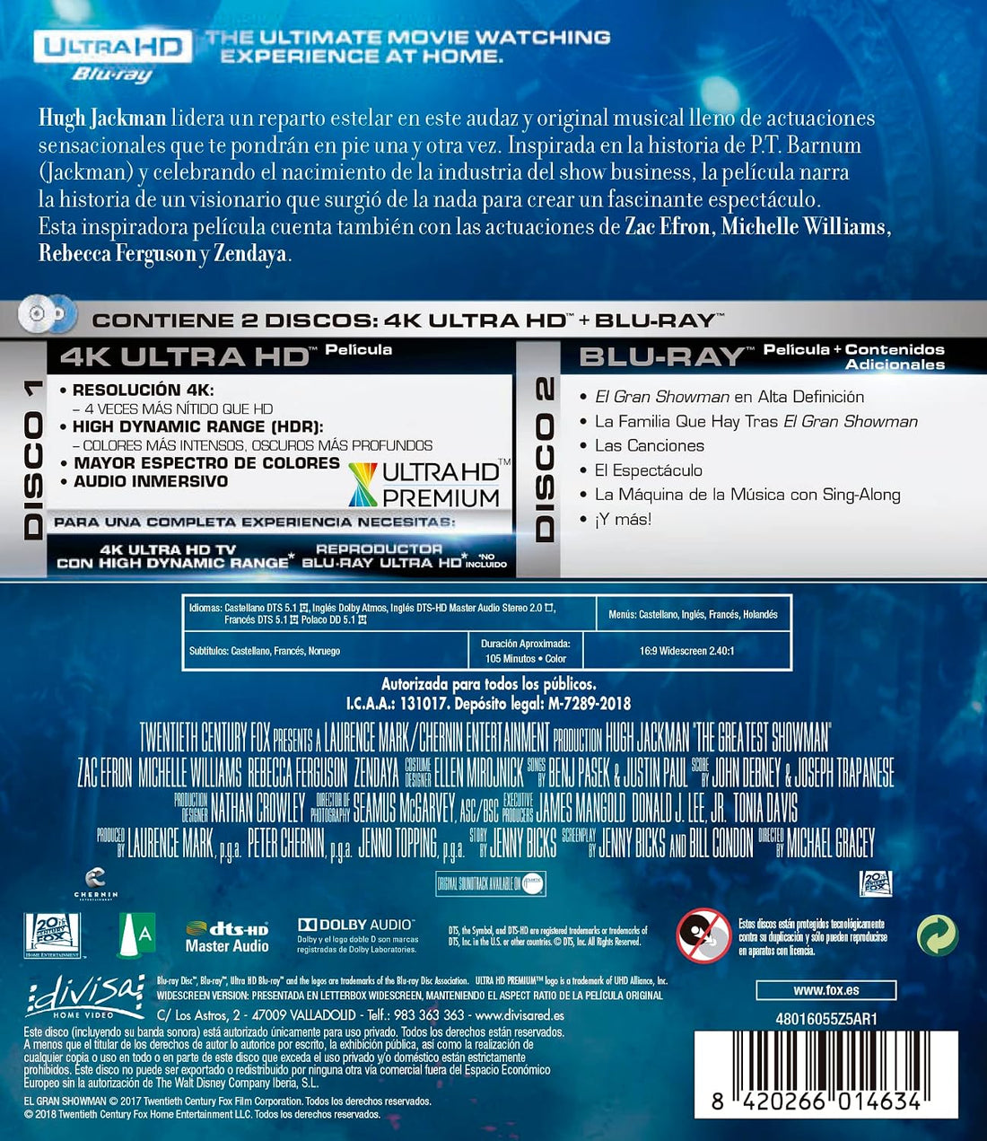 El Gran Showman 4k Ultra-HD [Blu-ray]