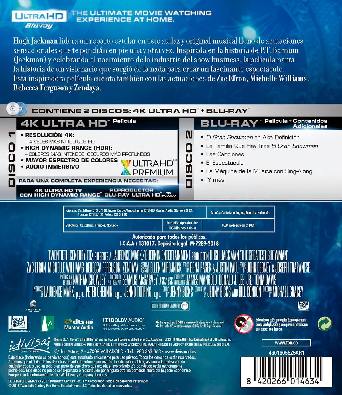 El Gran Showman 4k Ultra-HD [Blu-ray]