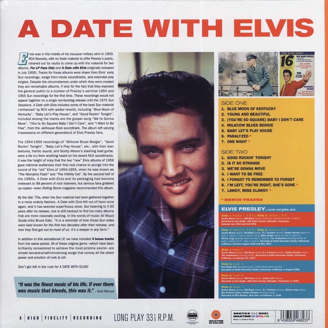 Elvis Presley - Date With Elvis (Orange LP Vinyl) - Apex DVD