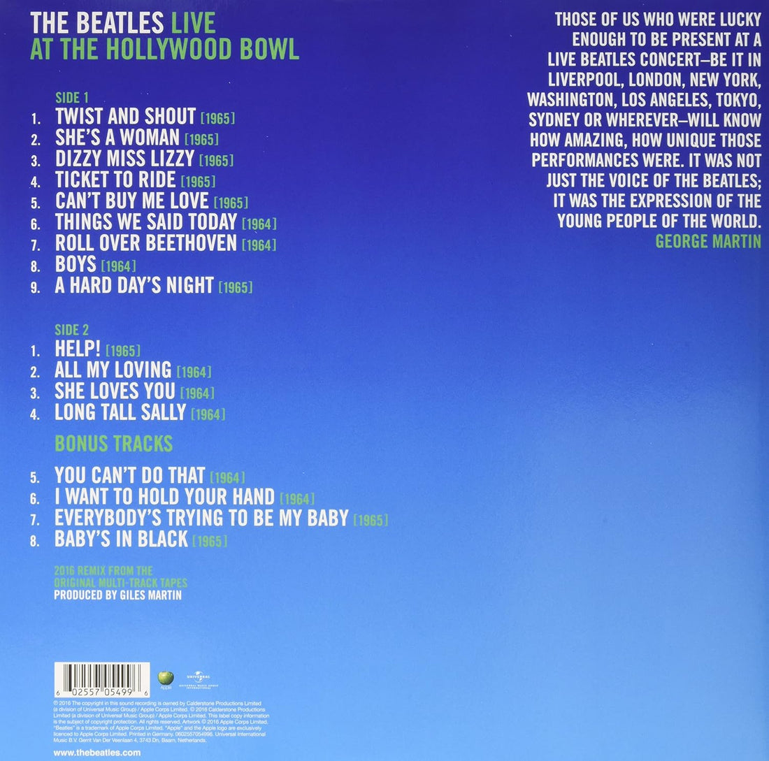 Live At The Hollywood Bowl The Beatles Vinyl LP Historic Concert Recording Remastered Live Album