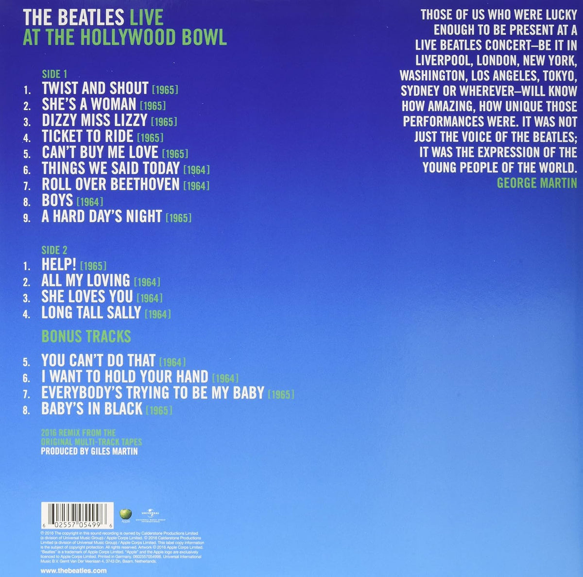 Live At The Hollywood Bowl The Beatles Vinyl LP Historic Concert Recording Remastered Live Album