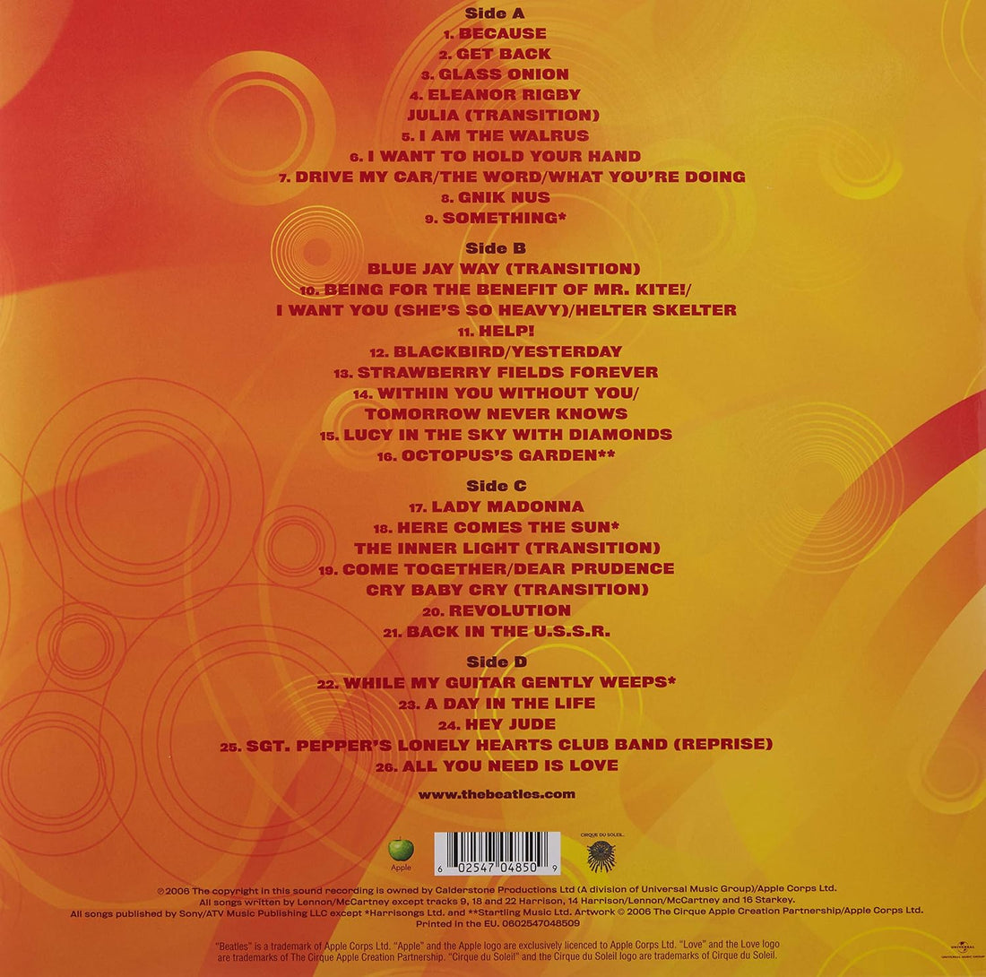 Love The Beatles Vinyl LP Remixed and Remastered Album Cirque du Soleil Soundtrack Collectible