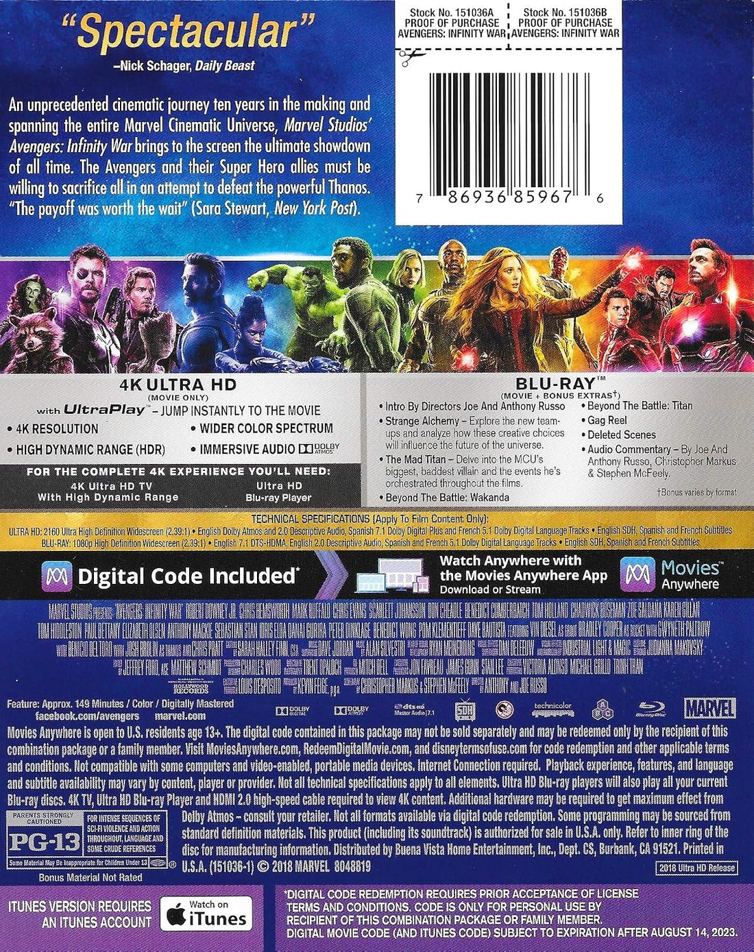 Marvel Avengers: Infinity War Limited Edition (4K UHD+Blu-Ray+Digital) with exclusive 40-page Gallery Book