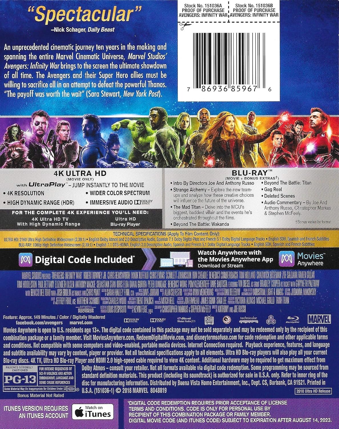 Marvel Avengers: Infinity War Limited Edition (4K UHD+Blu-Ray+Digital) with exclusive 40-page Gallery Book