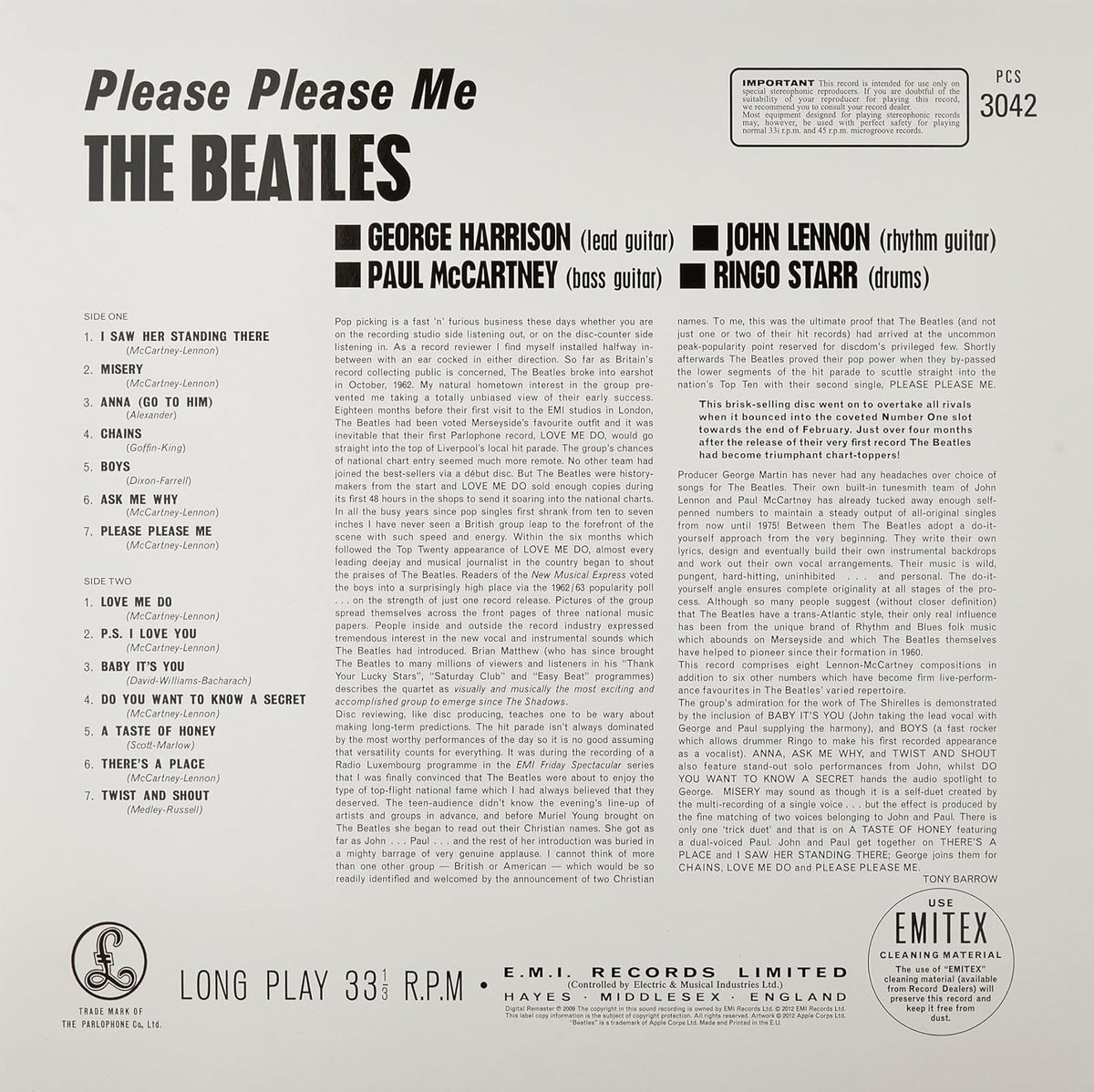 Please Please Me The Beatles Vinyl LP Debut Album Classic Hits Original Pressing Collectible Record