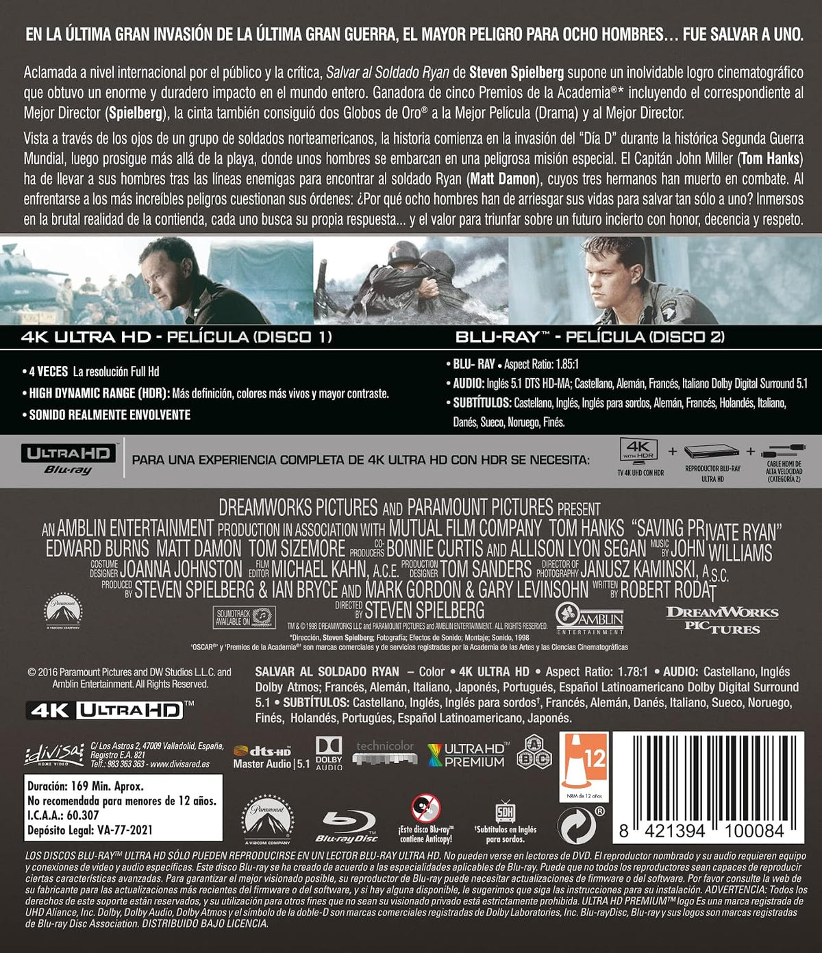 Salvar Al Soldado Ryan [4K Ultra-HD + Blu-ray] [Blu-ray]