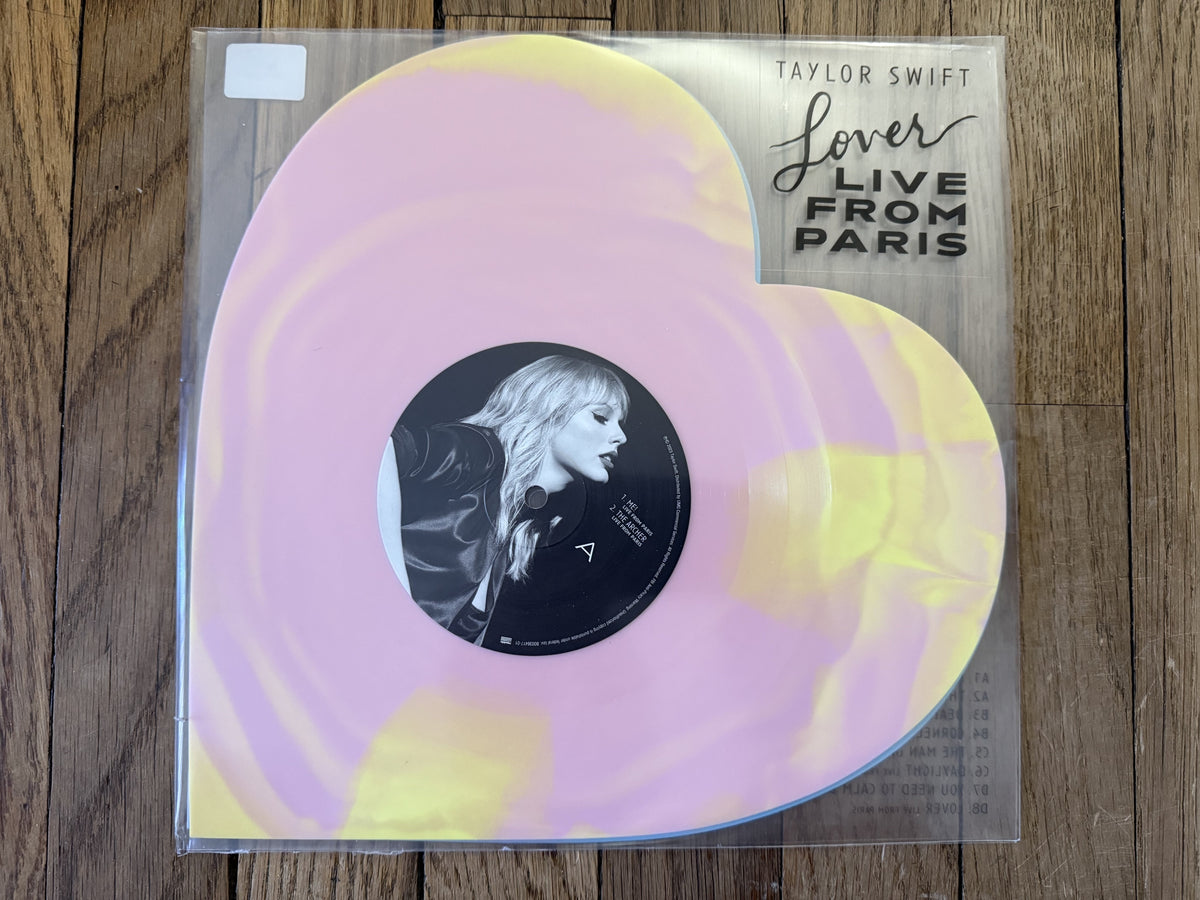 Taylor Swift Lover Live From Paris Pink/Yellow & Blue Swirl Heart Shape Vinyl