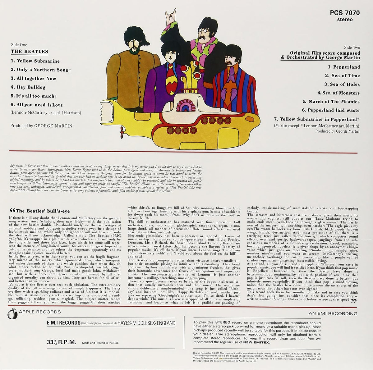 Yellow Submarine The Beatles Vinyl LP Soundtrack Album Classic Songs Collectible Record